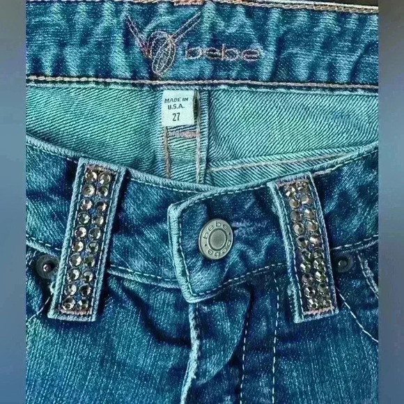 Iconic Y2K BEBE Bling Jeans Low Rise Flares Rhinestone Distressed
Denim Vintage - Picture 5 of 10